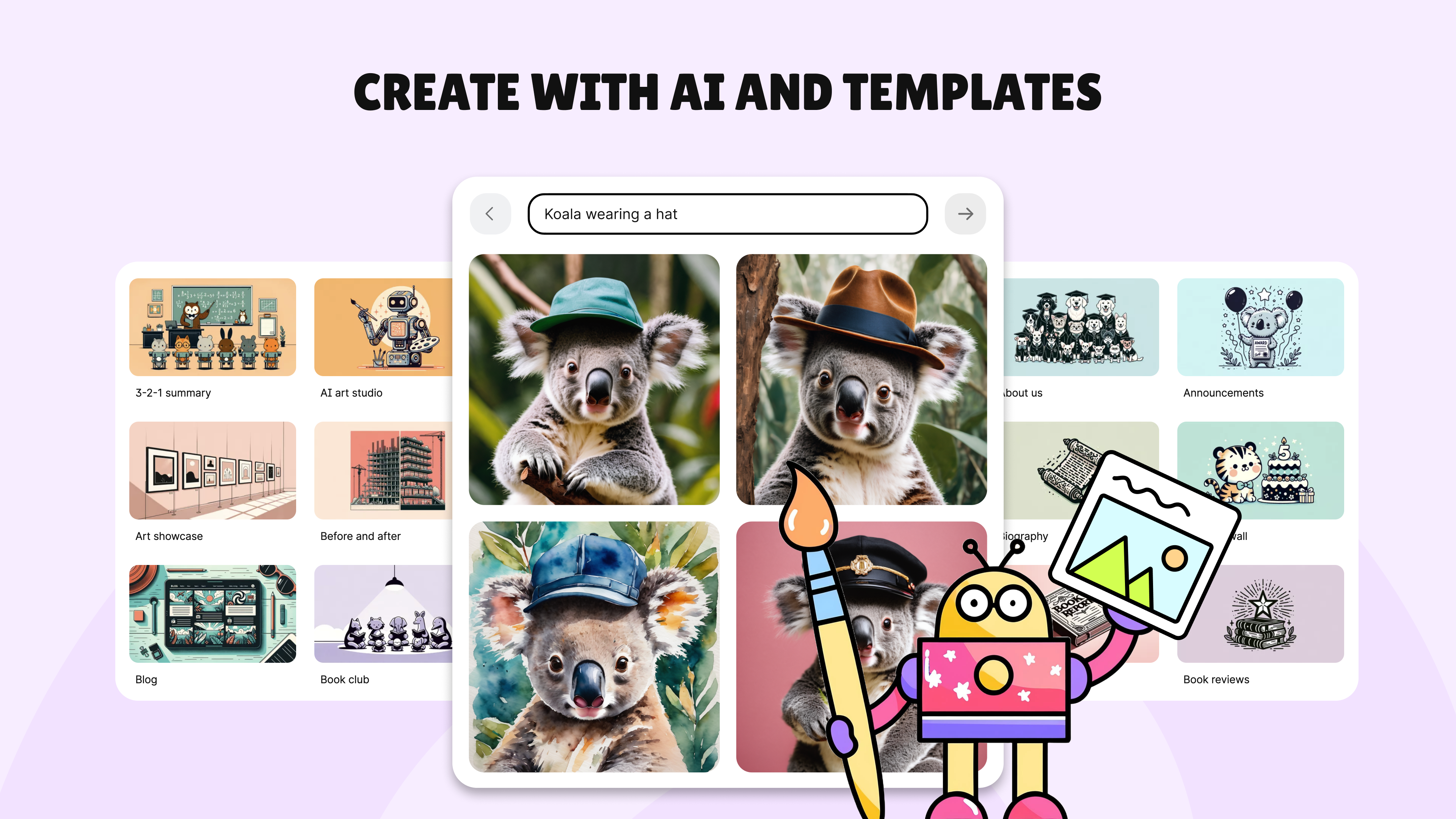 Padlet Create AI-generated images, audio, and captions. Build fully-formed boards instantly with AI recipes and keep them secure with AI moderation. One click creation with a gallery full of useful templates. 