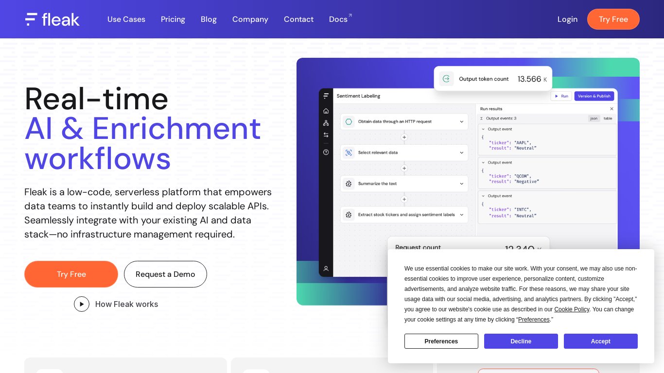 Fleak Landing page