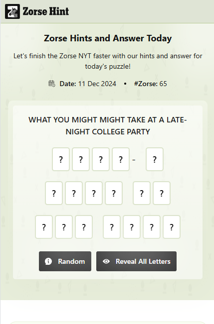 Zorse Hint 