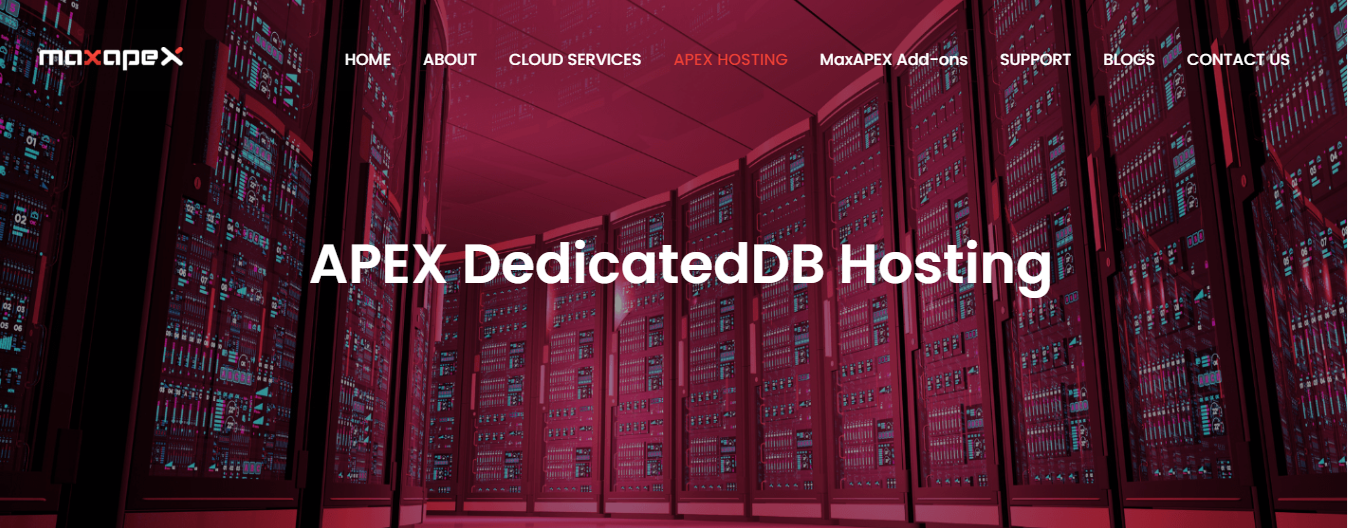 MaxAPEXCloud Oracle APEX DedicatedDB Hosting