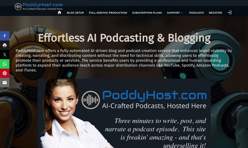 PoddyHost.com Landing Page