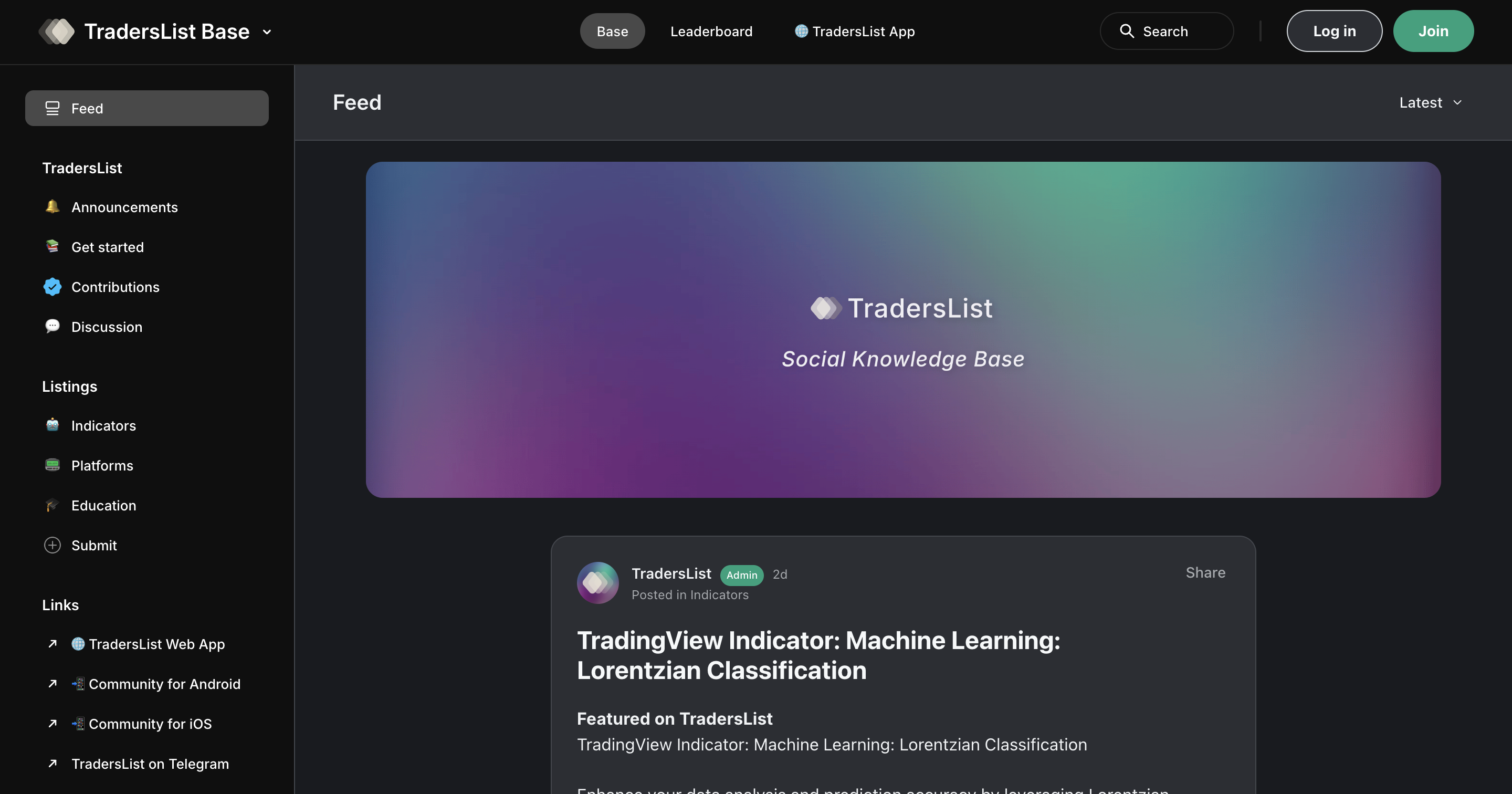 TradersList TradersList base, social knowledge base for traders