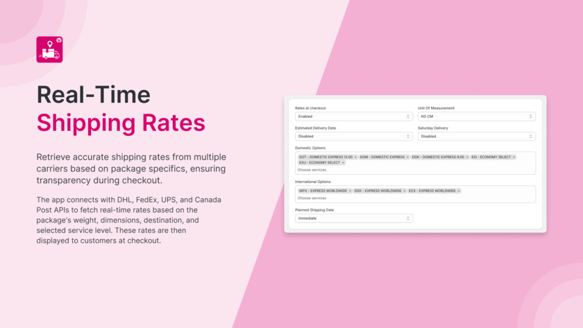 Appracadabra Real time shipping rates