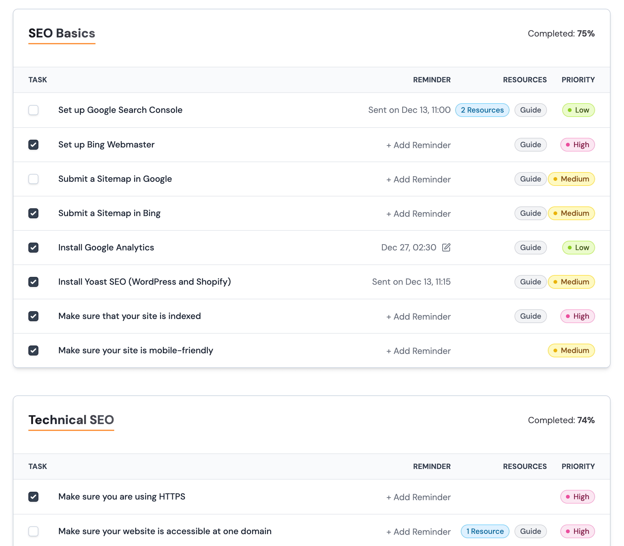 SEO Checklist App 