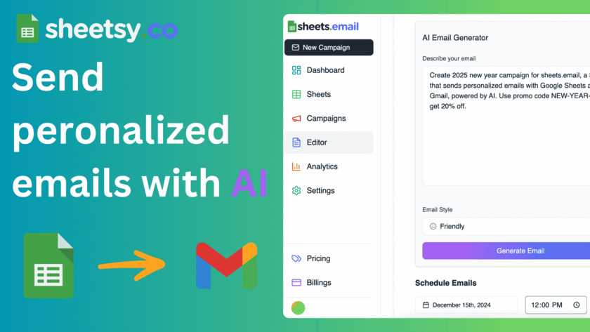 Sheetsy.co Landing Page