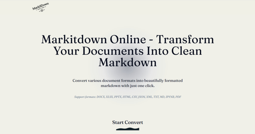 Markitdown Online Landing Page