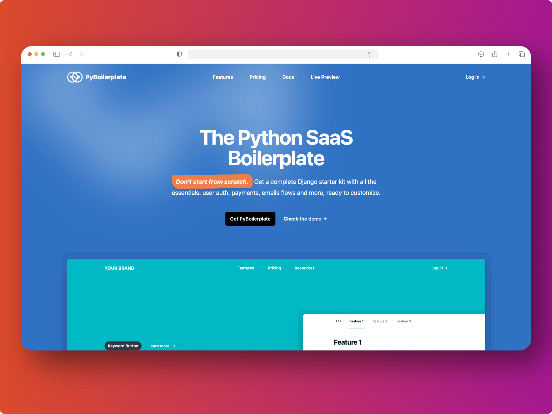 PyBoilerplate Landing Page