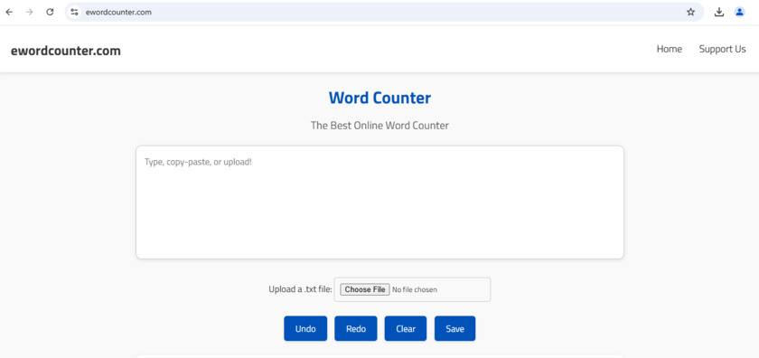 eWordCounter.com eWordCounter.com Interface