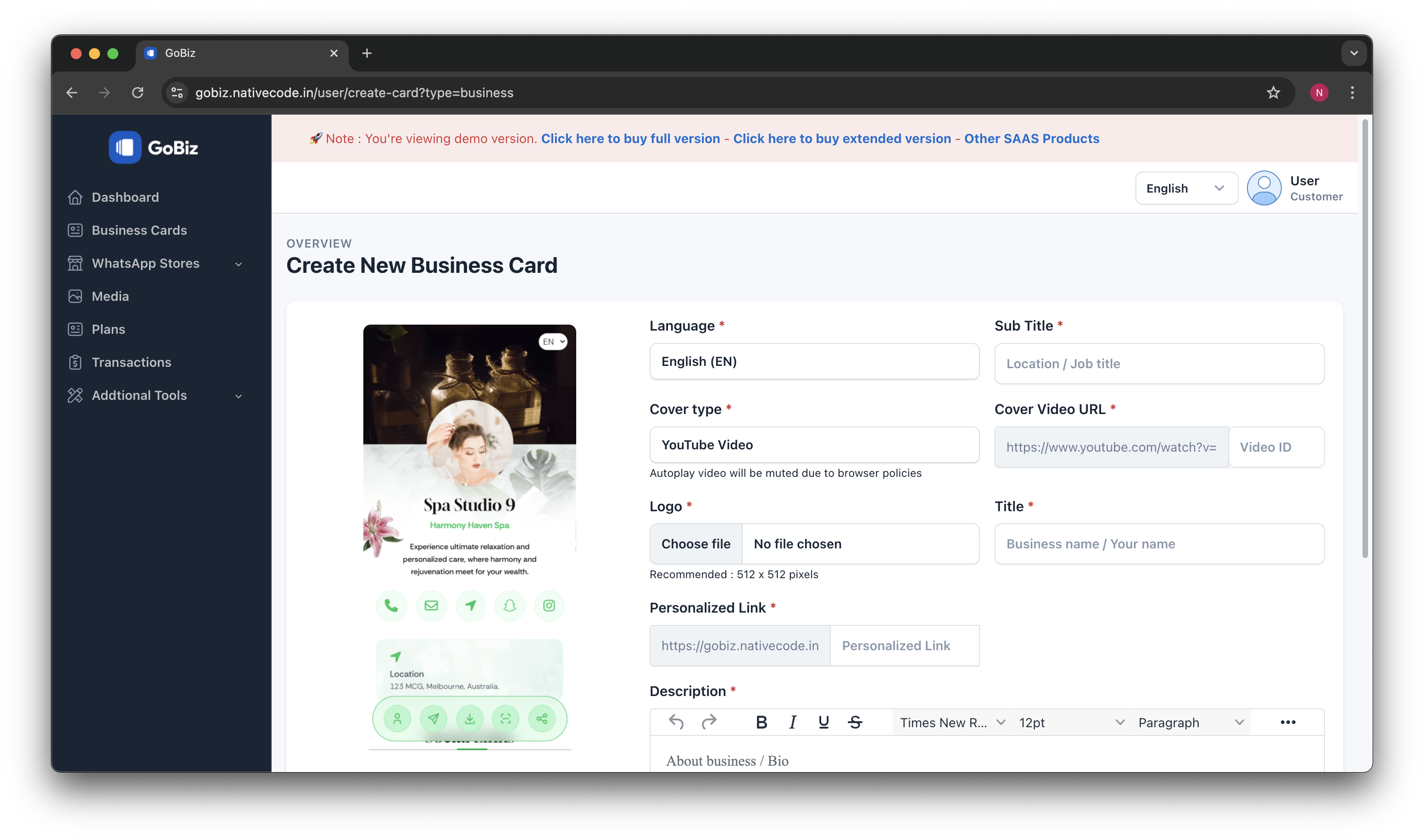 NativeCode VCARD Creation