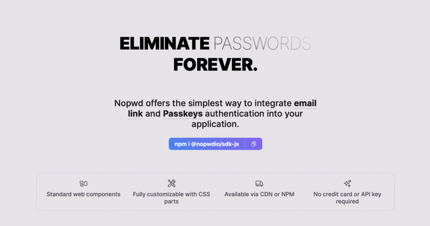 NoPwd.io Landing Page