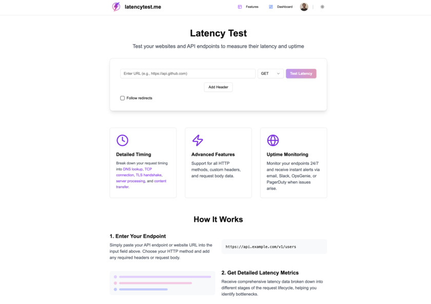 LatencyTest.me Homepage