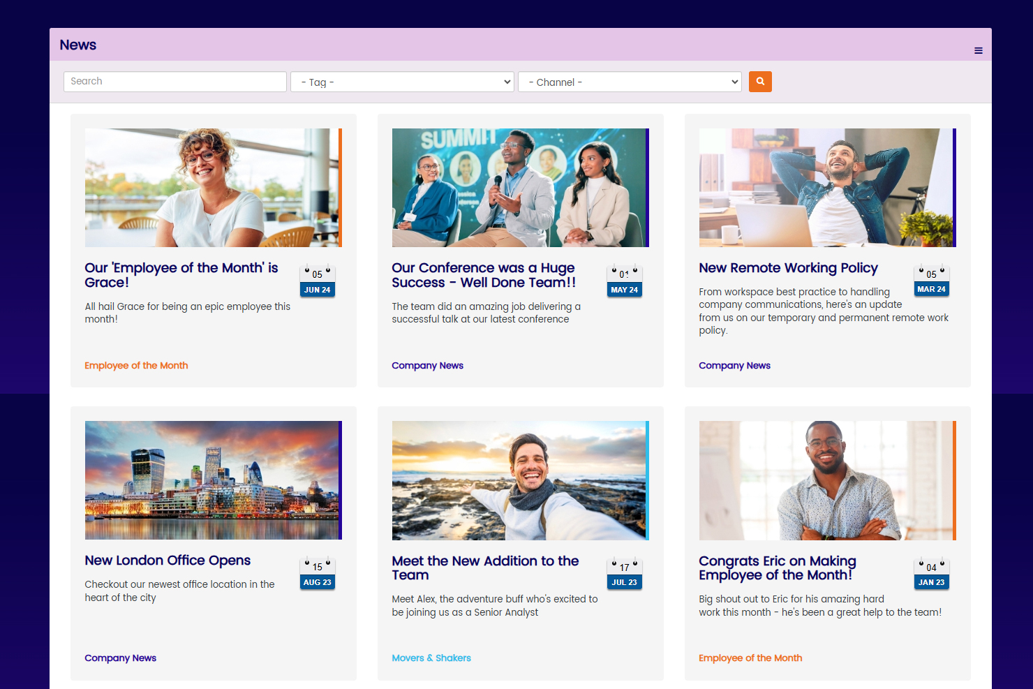 HUB Intranet News Feed with custom News Channels