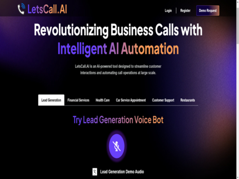 LetsCall.AI Landing Page