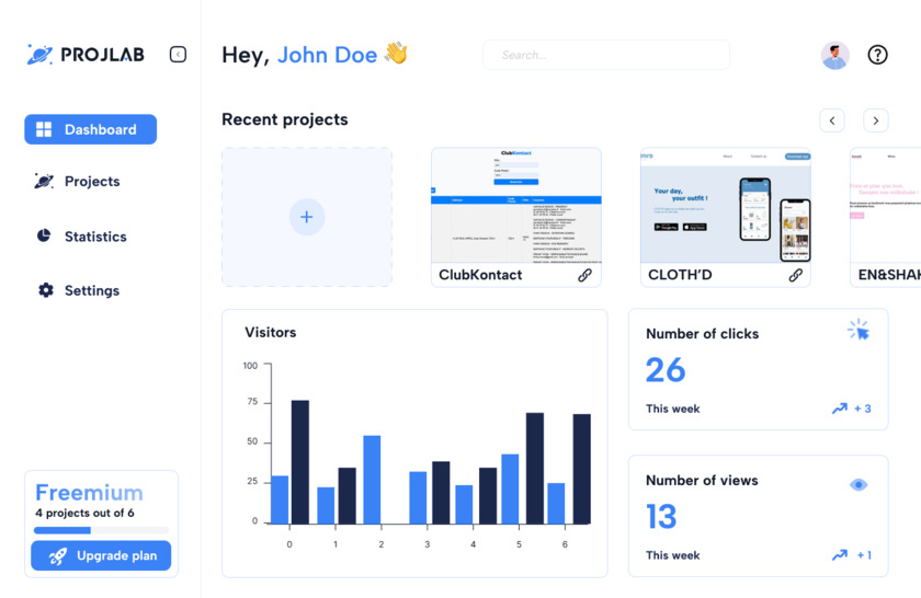 ProjLab.io Dashboard Light