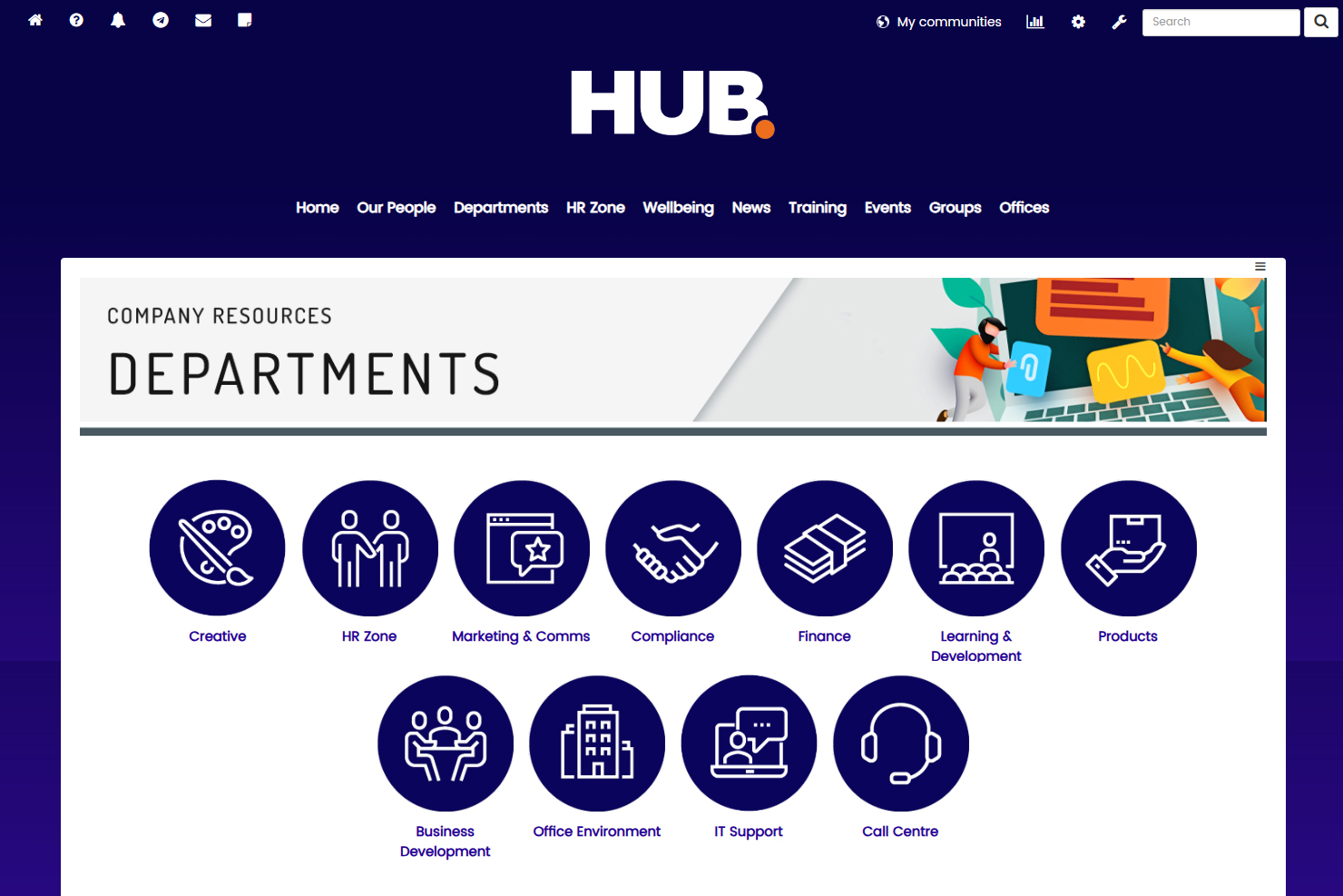 HUB Intranet Organise your resources in pages and folders 