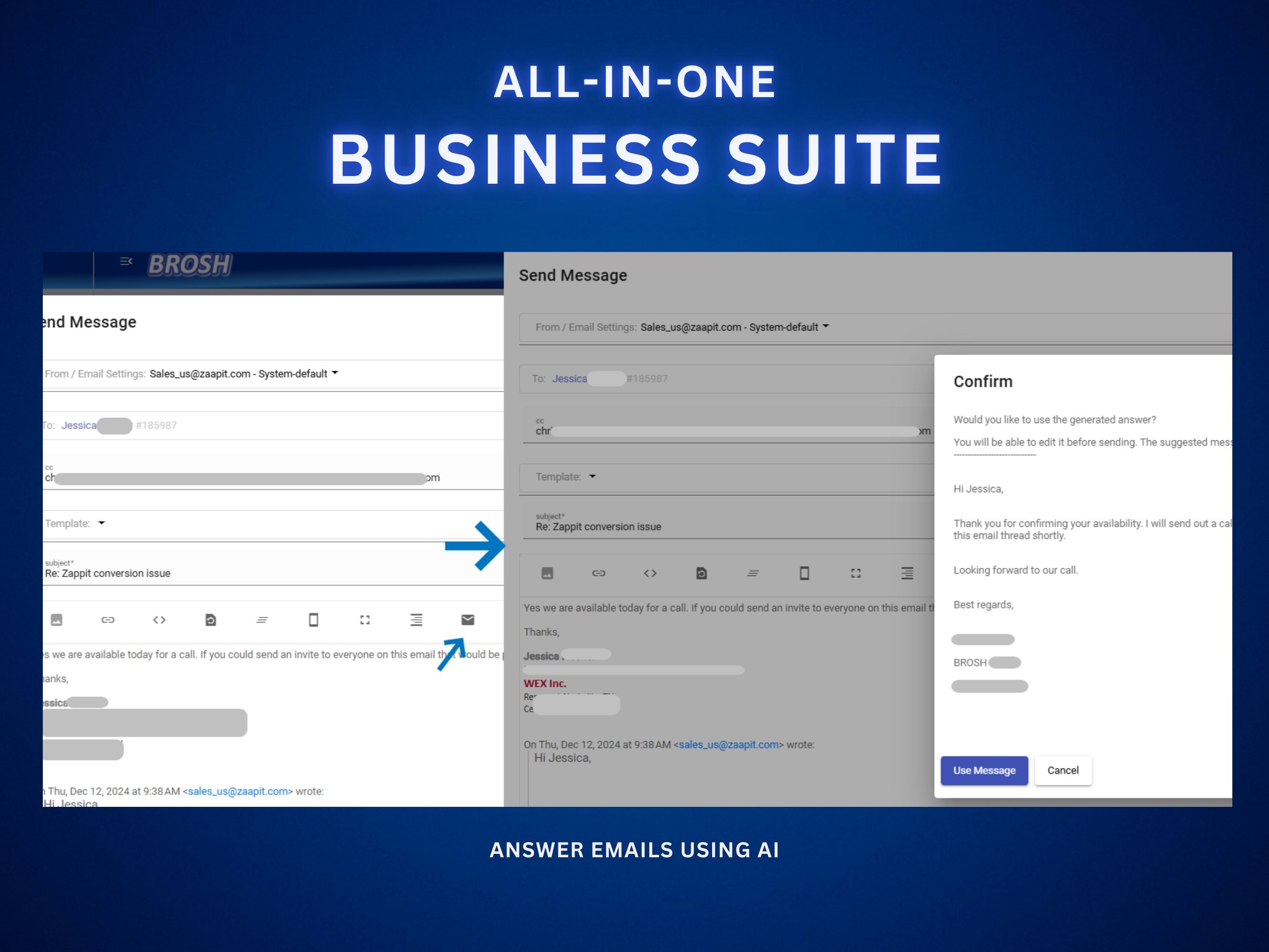 Brosh.io Answer email with AI + custom actions