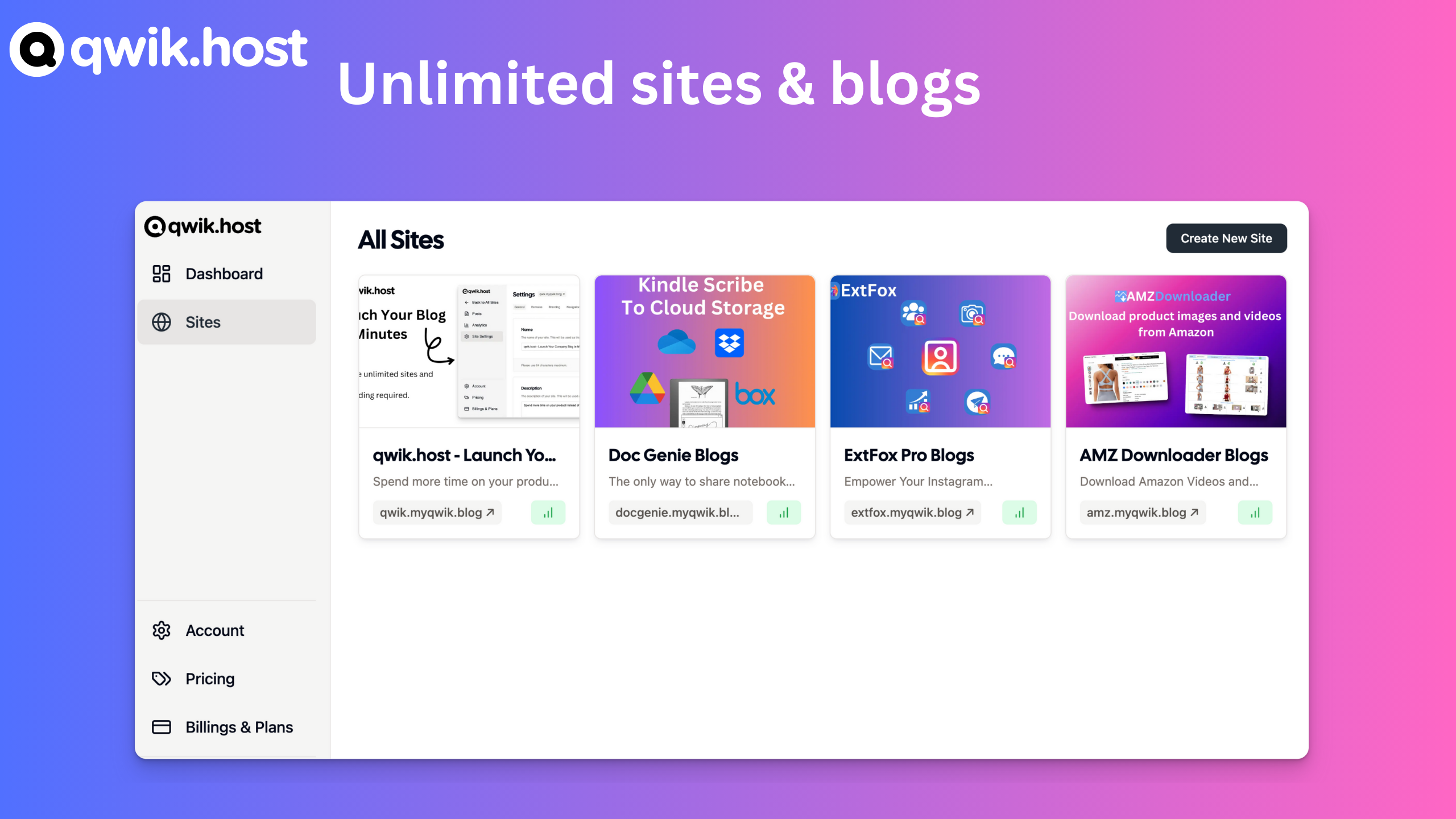 qwik.host unlimited sites & blogs