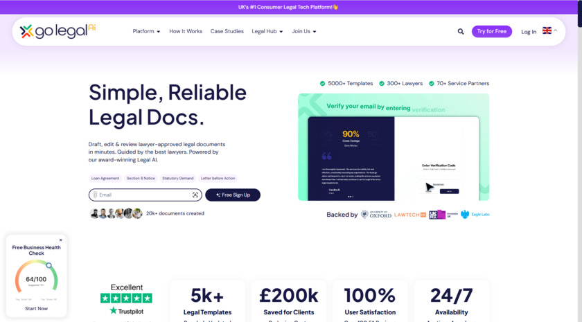 Go Legal AI Landing Page