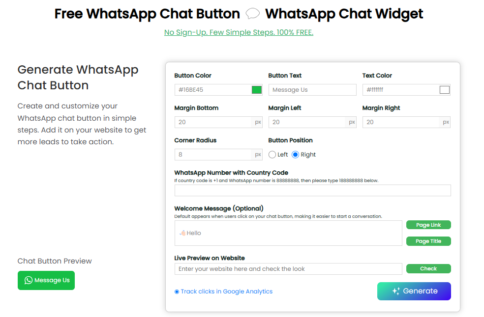 WAPlus.io Chat Button Generator WhatsApp Widget