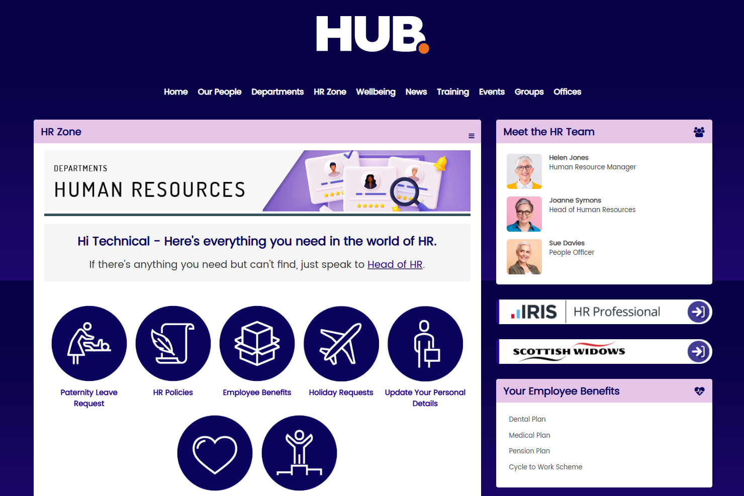HUB Intranet Create department pages with dedicated resources