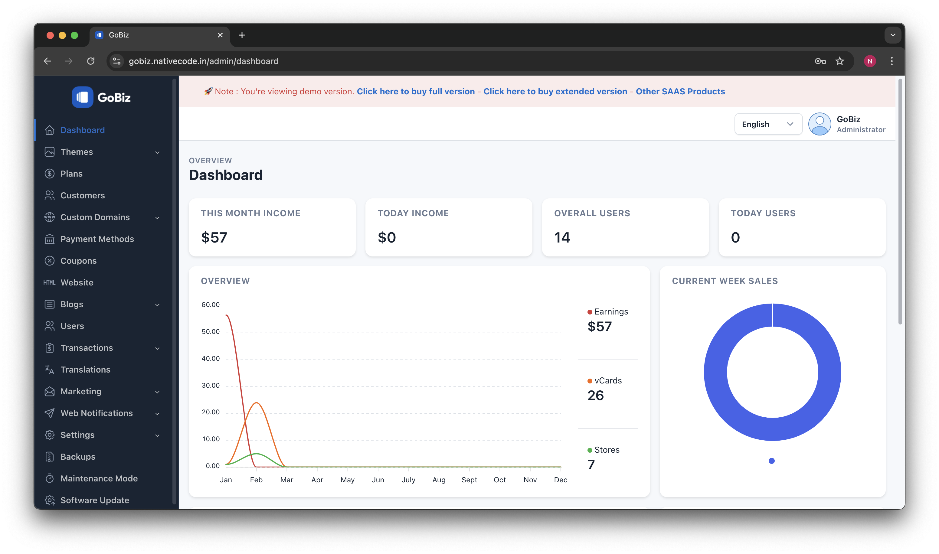 NativeCode GoBiz Admin Dashboard