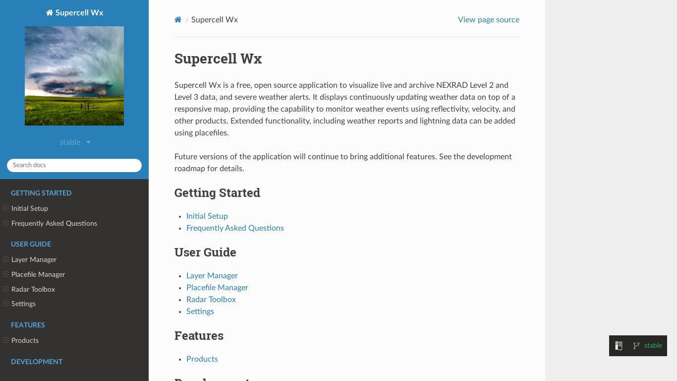 Supercell Wx Landing page