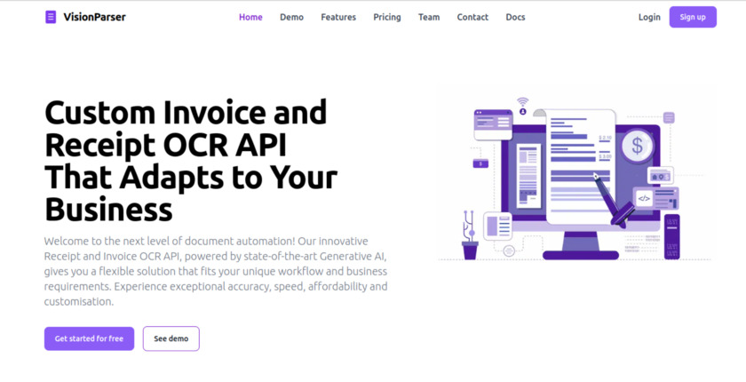 VisionParser Landing Page
