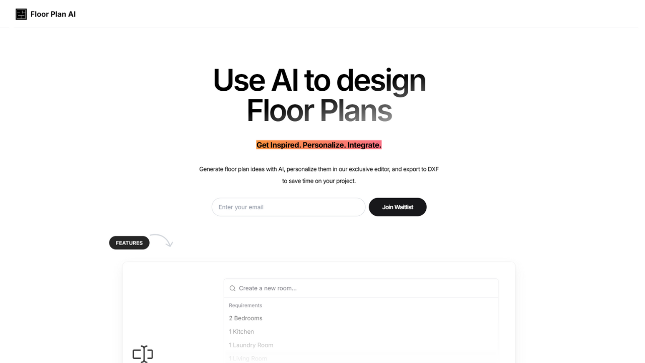 FloorPlan AI Landing Page