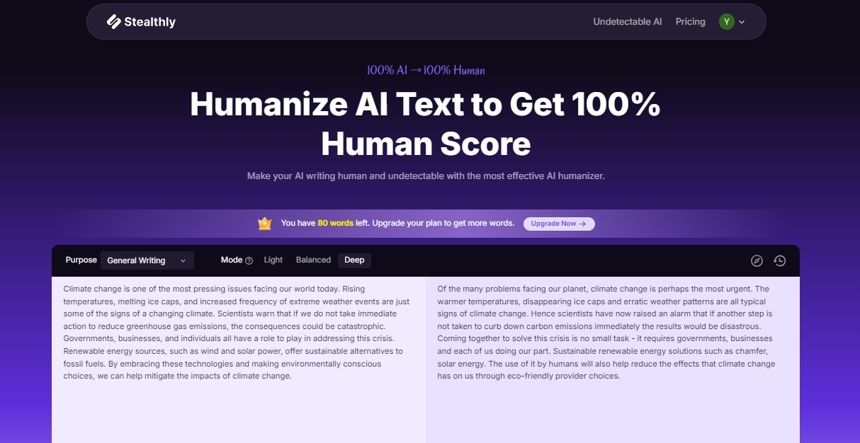 Stealthly.ai stealthly ai humanization sample
