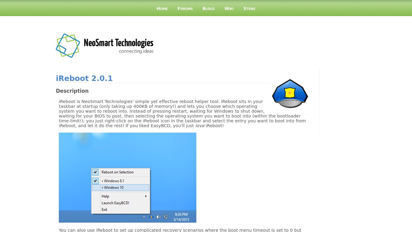 iReboot Landing page