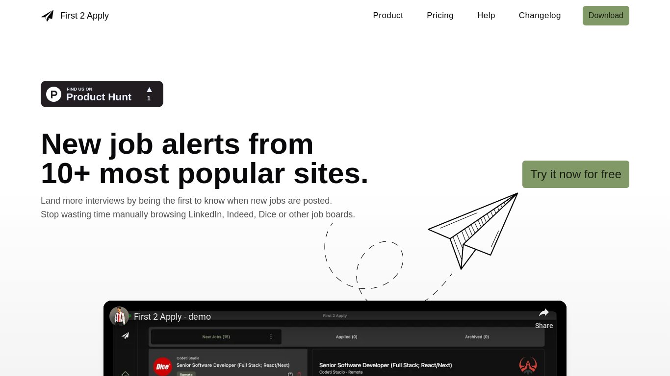 First 2 Apply Landing page