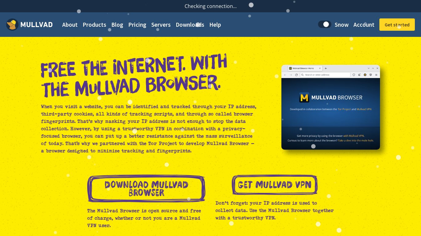 Mullvad Browser Landing page