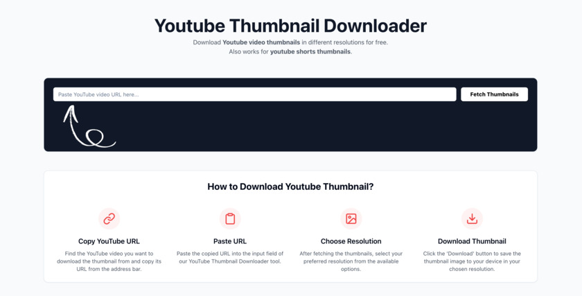 YoutubeThumbnail-Downloader.com Landing Page