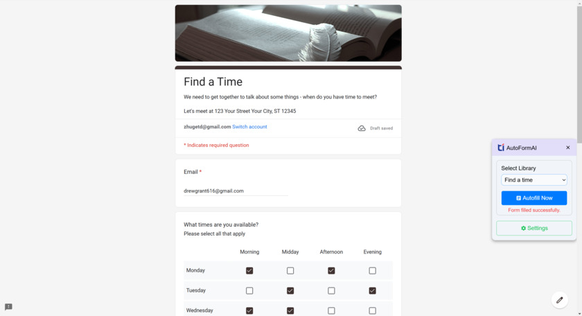 AutoFormAI fill out google forms with one click