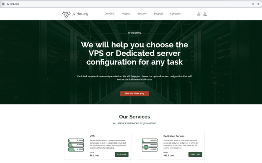 3v-Hosting Landing Page