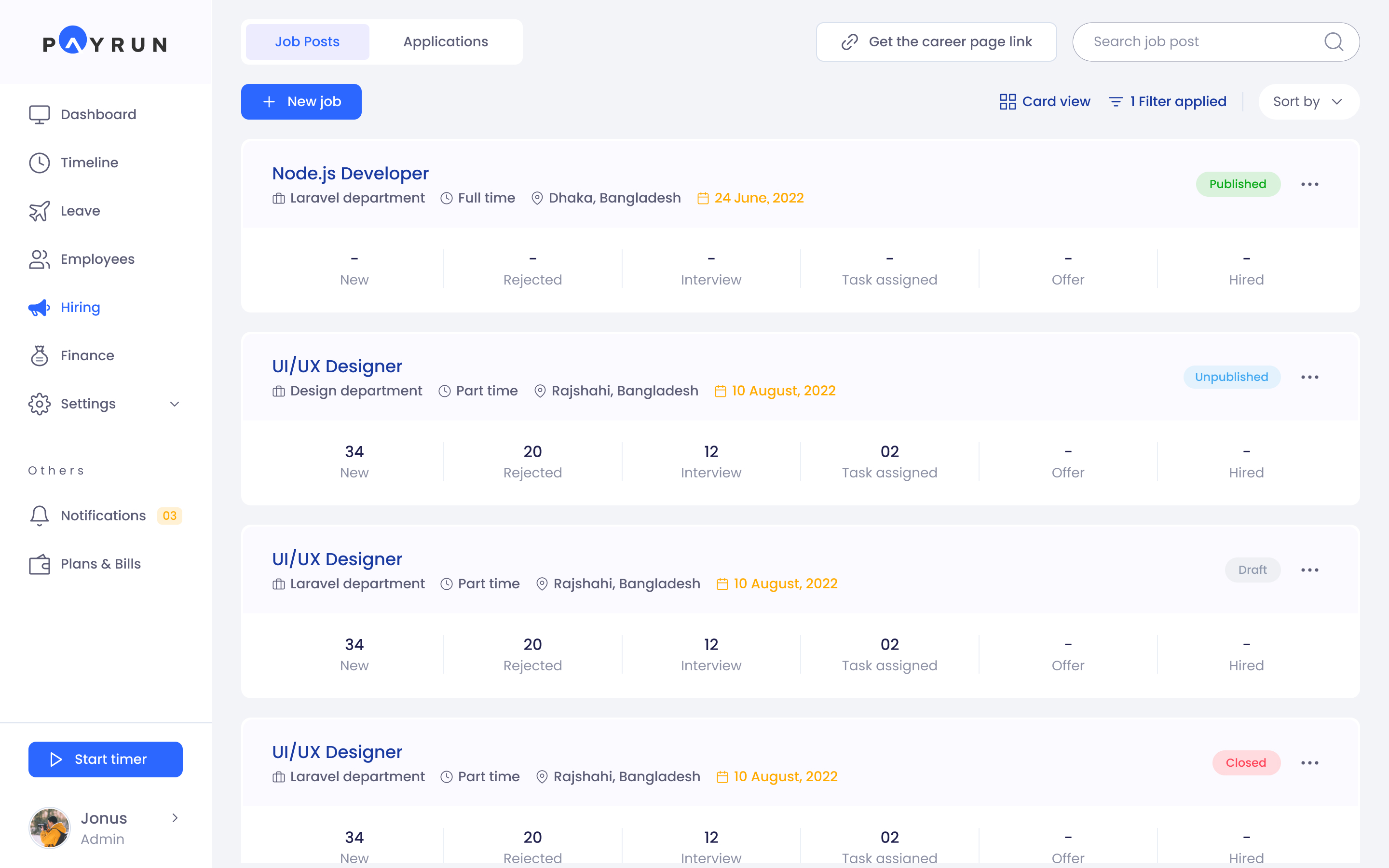 PayRun.app Simple Recruitment system