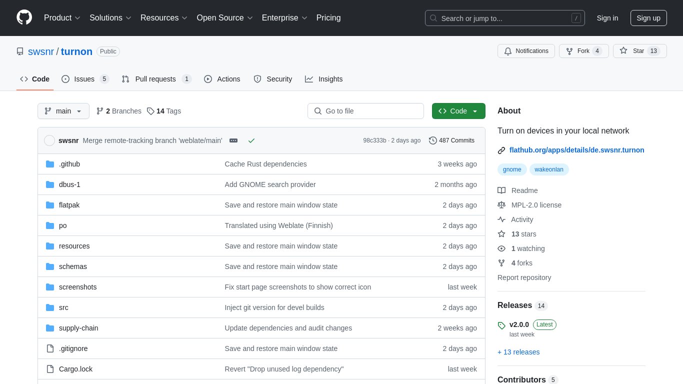 Turn On Landing page