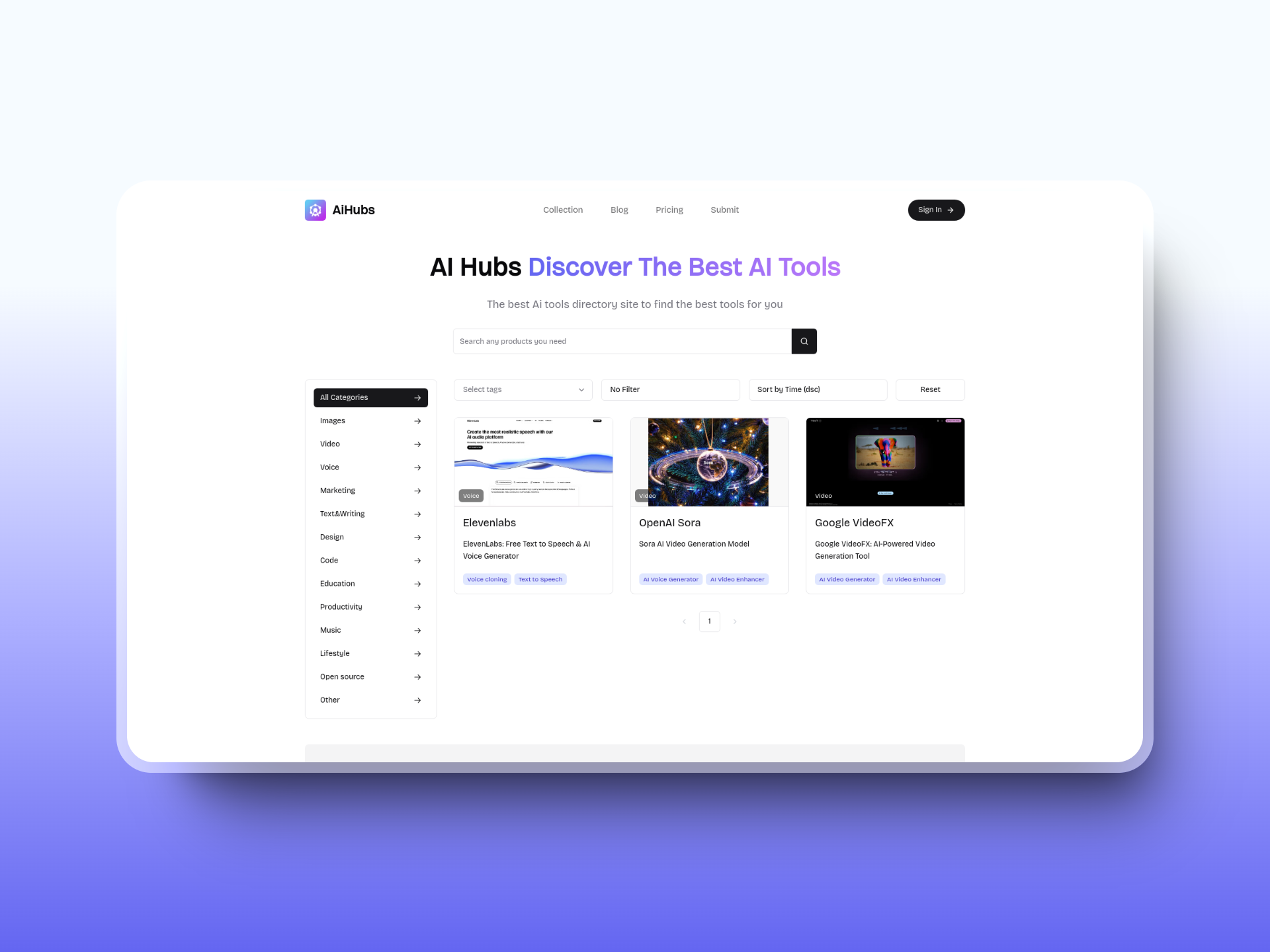 AiHubs.ai Homepage