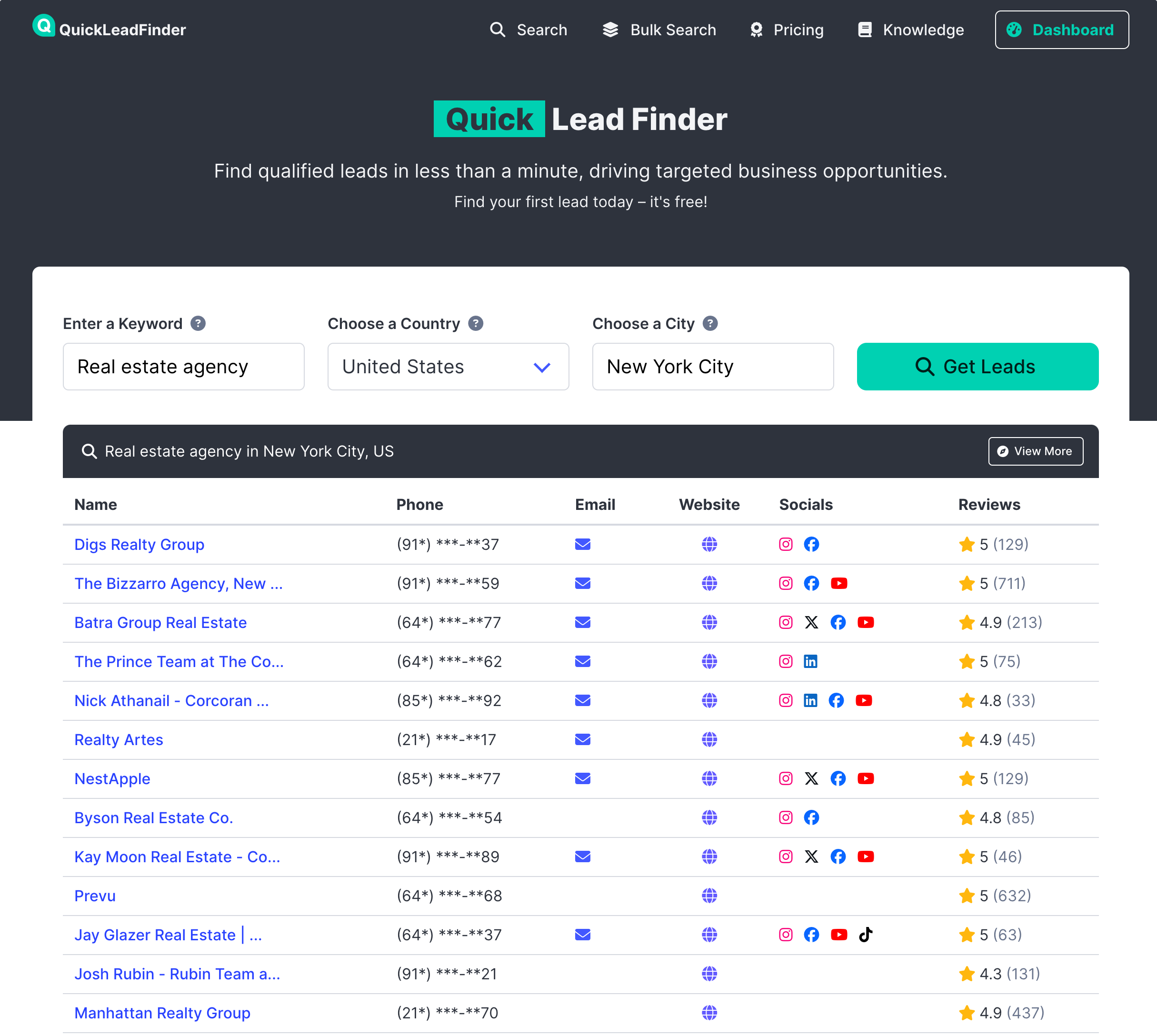 QuickLeadFinder home