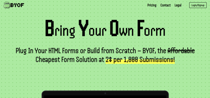 BYOF Landing Page