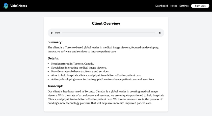 VokalNotes Landing Page