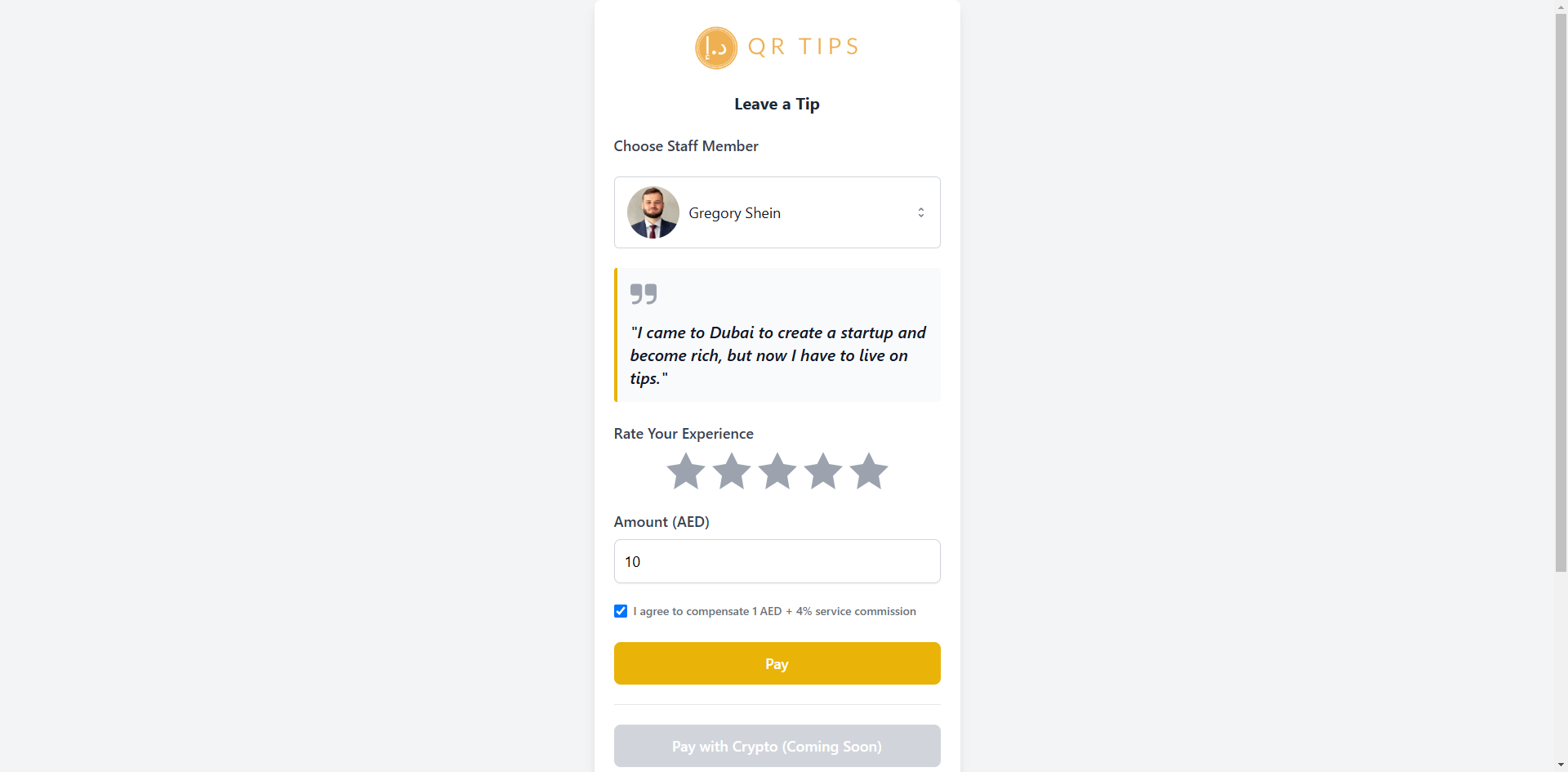 QR Tips Get started and receive tips within minutes