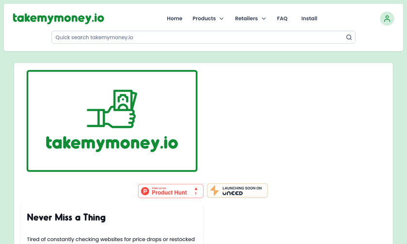 takemymoney.io Landing Page