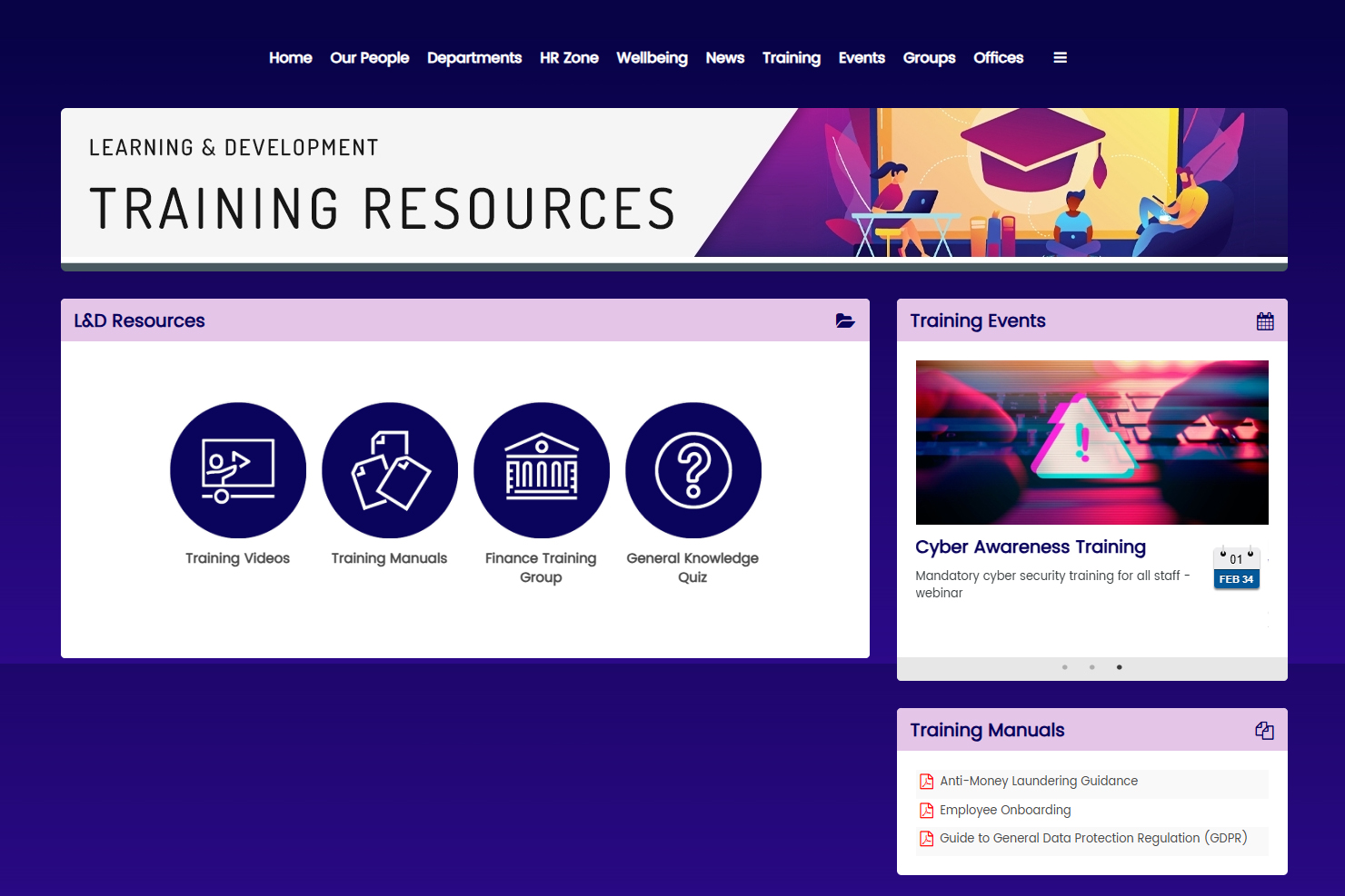 HUB Intranet Create dedicated areas for training resources