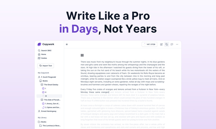 Copywork App Landing Page