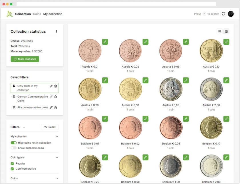 Coinection Collection overview Coinection Collection overview