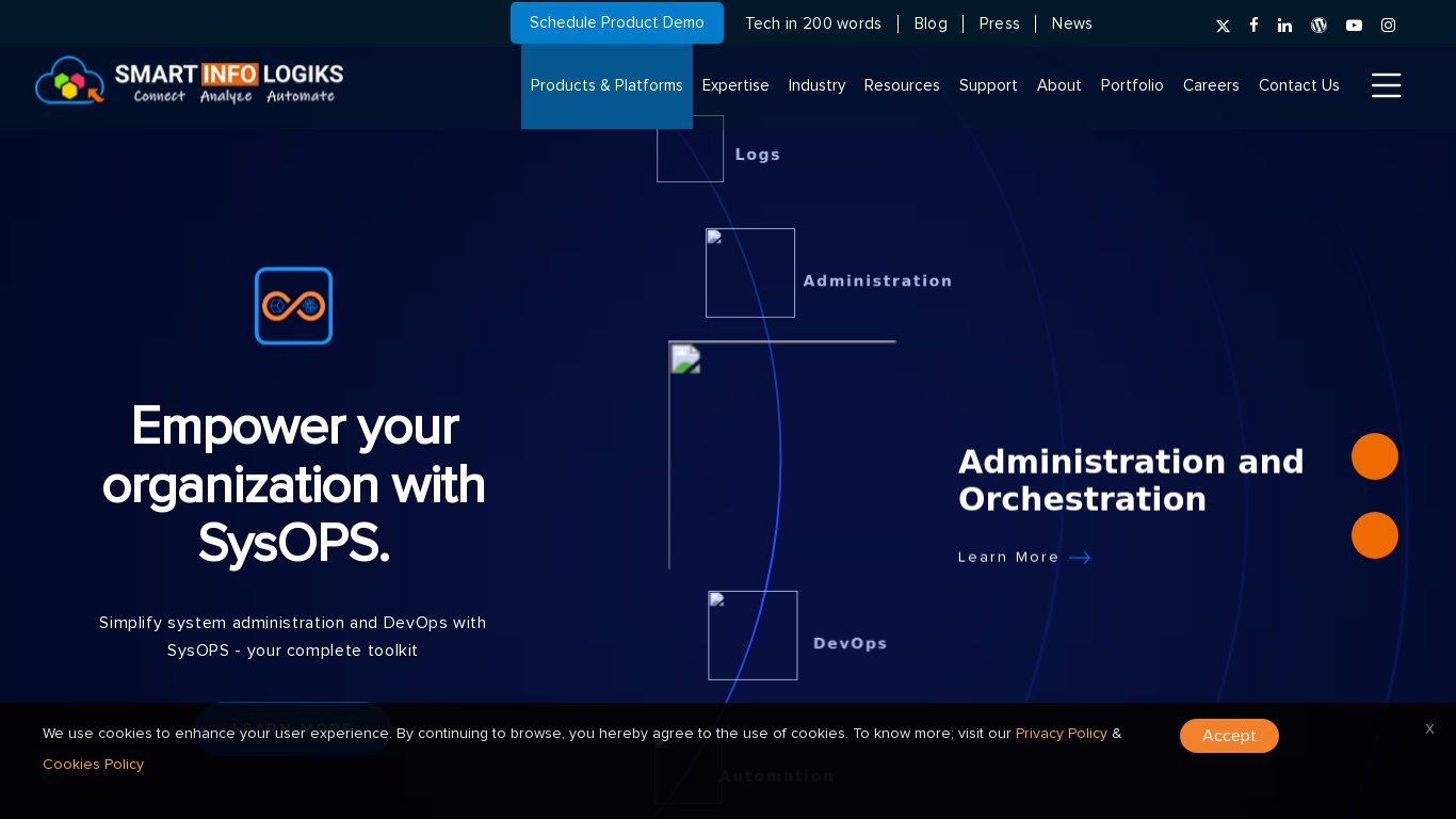 SysOPS by SmartInfoLogiks Landing page