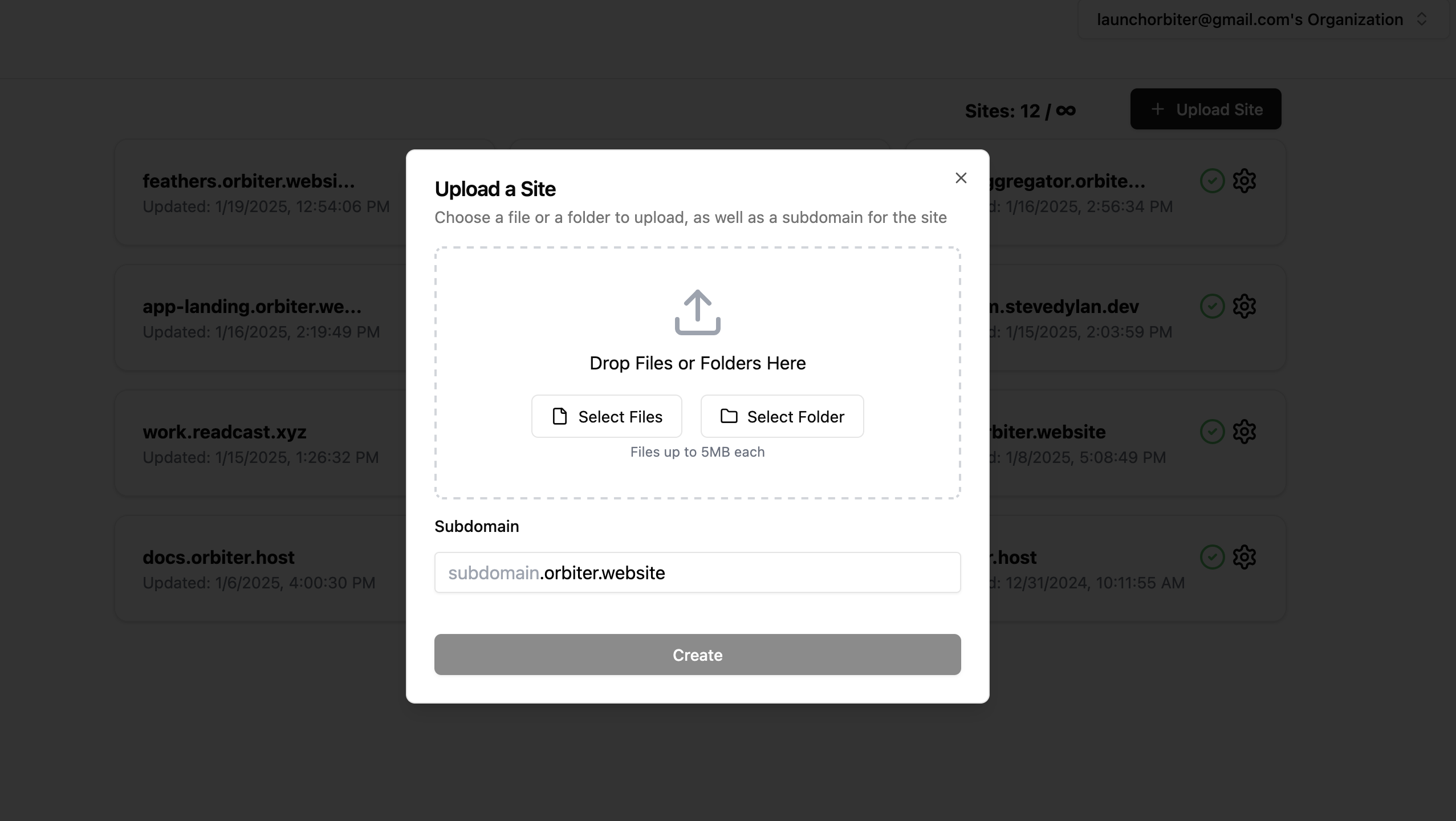 Orbiter.Host Upload site