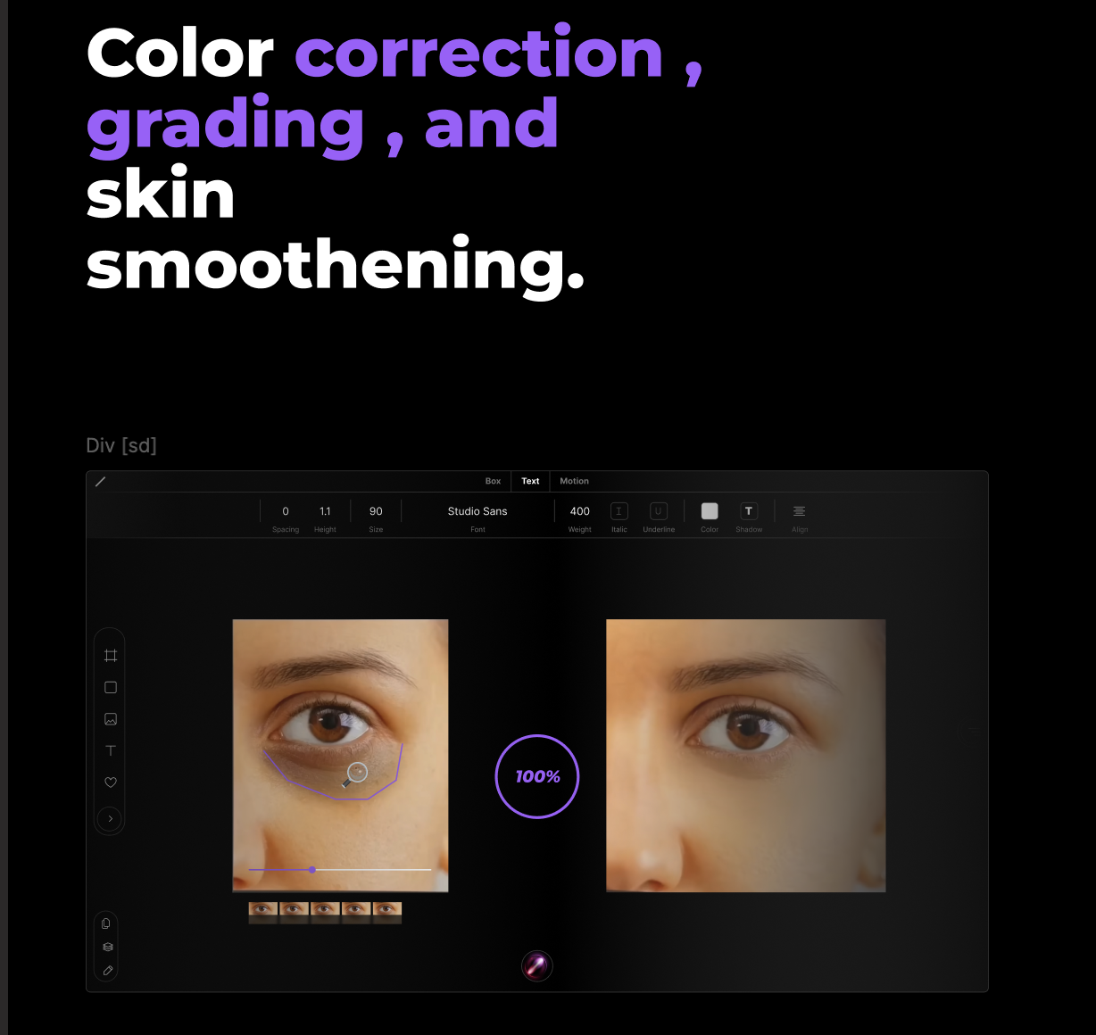 UncutAI.io Color correction, grading and skin smoothening