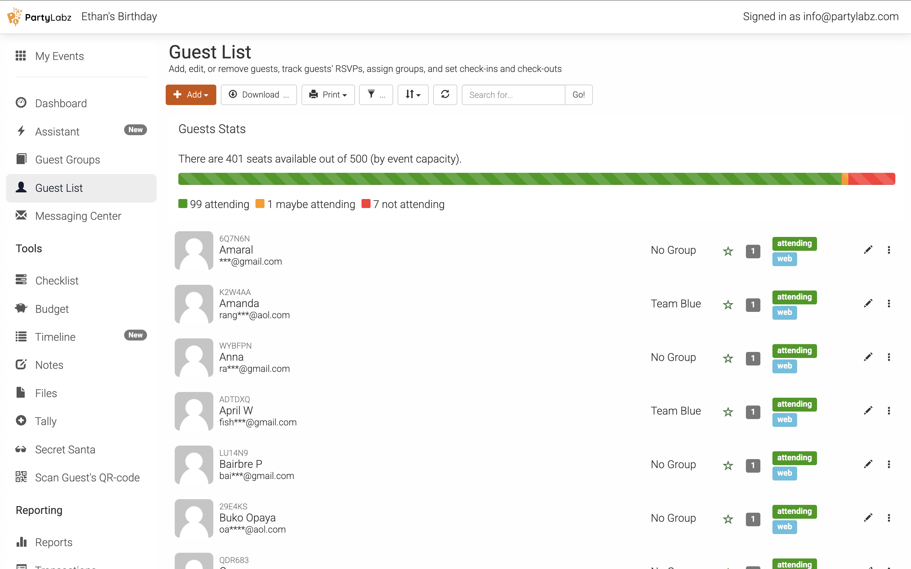 PartyLabz Guest List